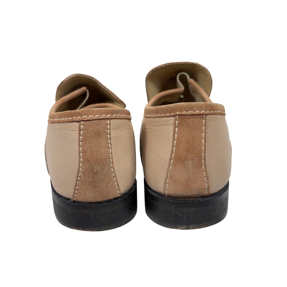 Free People Brady Loafers Beige Leather Suede Shield Slip On Flats Size 39 - Picture 6 of 11